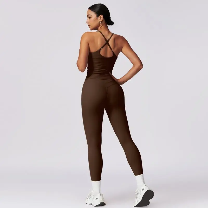 Women's Crisscross Back Tank & High-Waist Butt-Lift Leggings Set