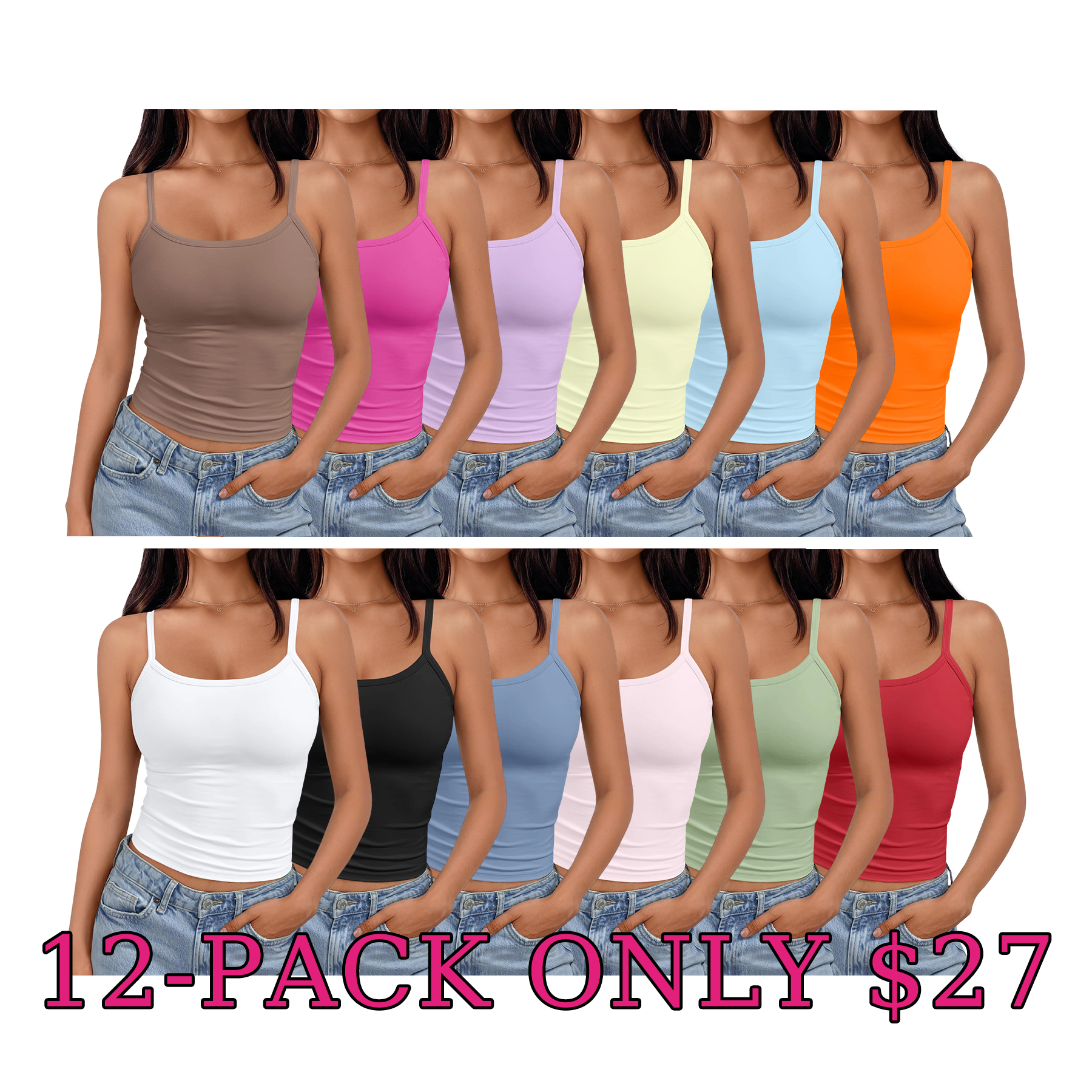 Women's Adjustable Spaghetti Strap Summer Camisole Top