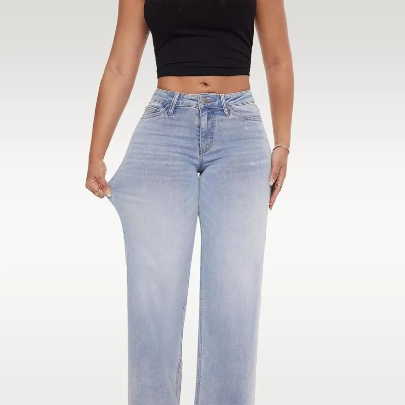 Jeans for Women Mid-Low Rise Stretch Baggy