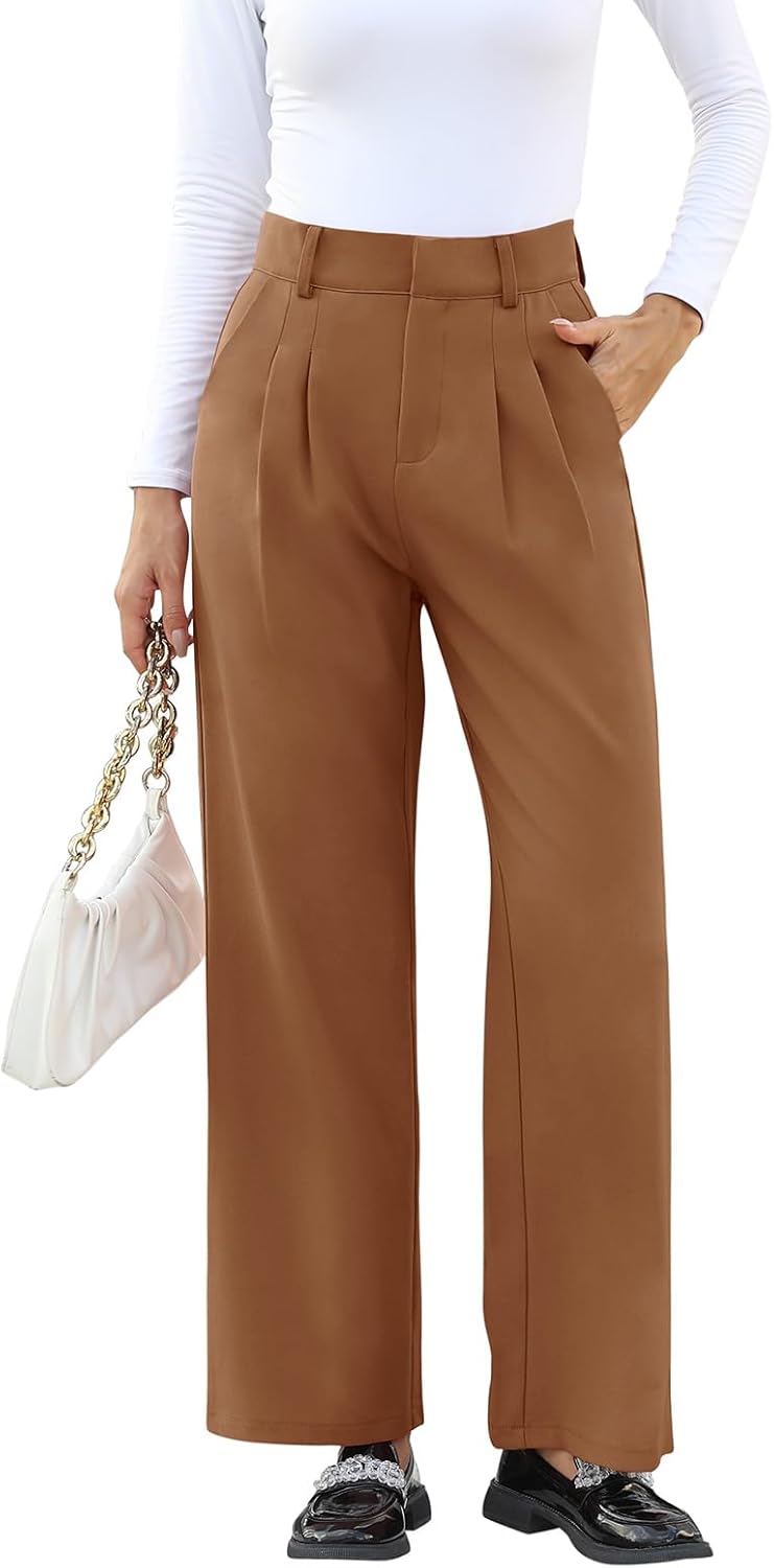 High-Waisted Work Pants for Women – Business Casual Office Trousers with Pockets