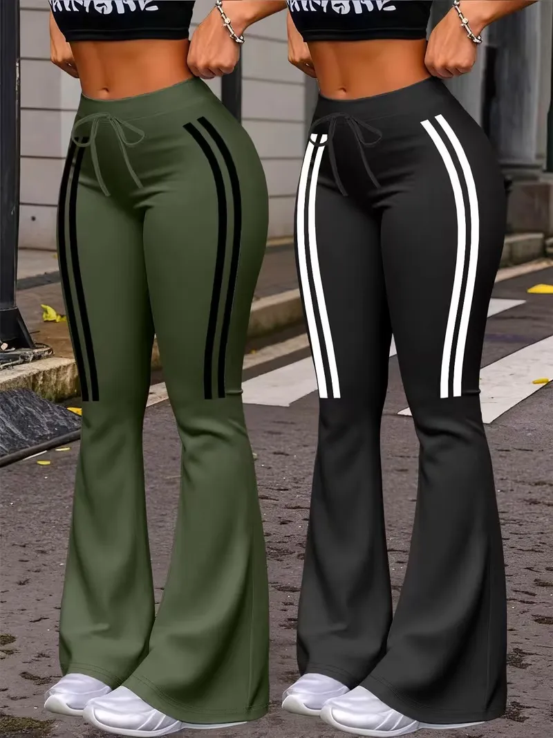 Women's Casual Fashion Long Pants, Unique Print, Drawstring Waist, Milk Silk Yoga Pants