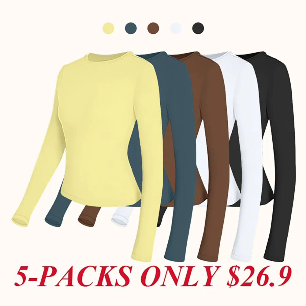 Women's Long Sleeve Shirts Basic Crop Tops