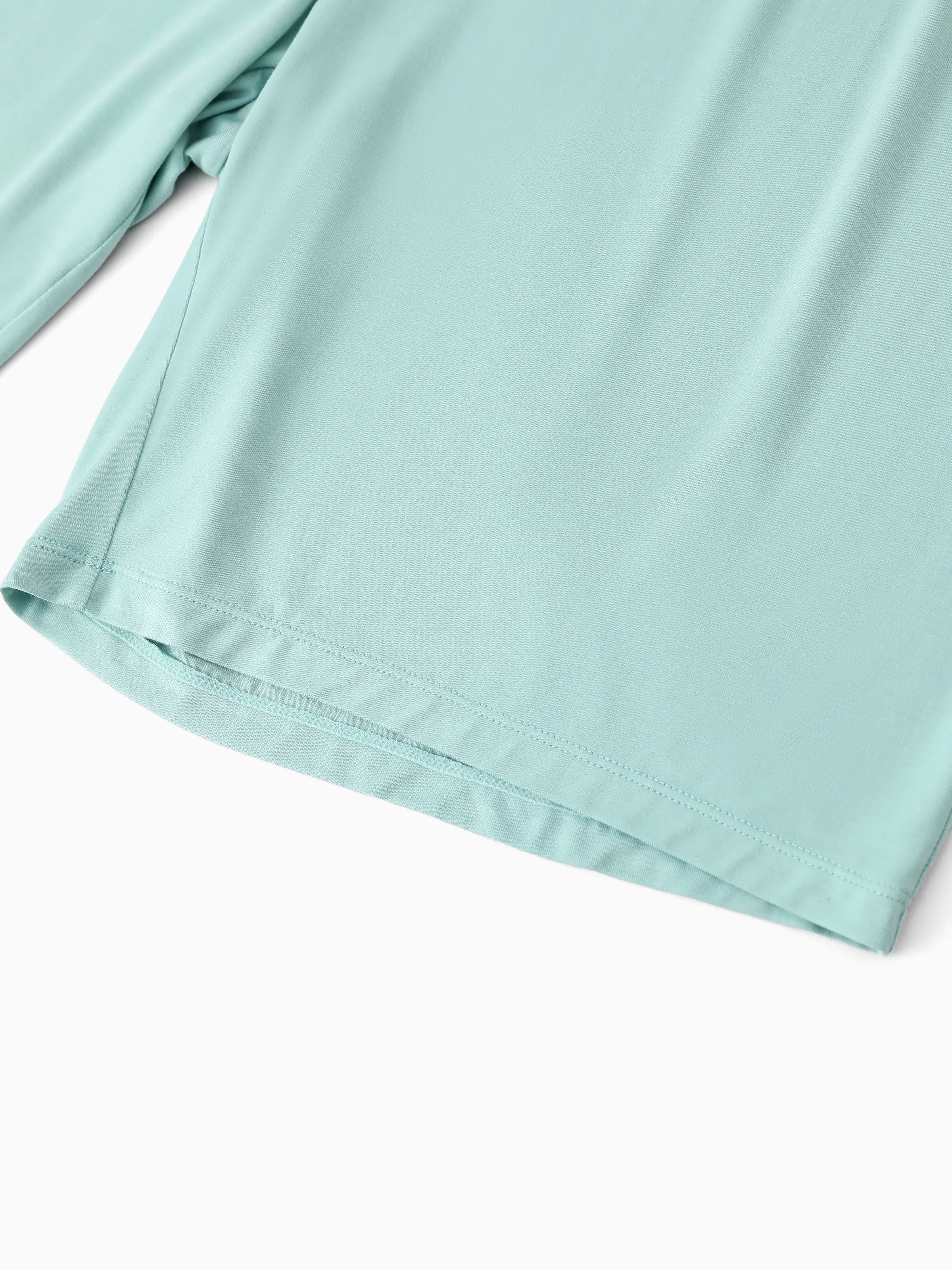 Bamboo Family Pajamas Solid Color Green Short Sleeve Matching Pajama Set ( Snug-Fitting for Children ) Green