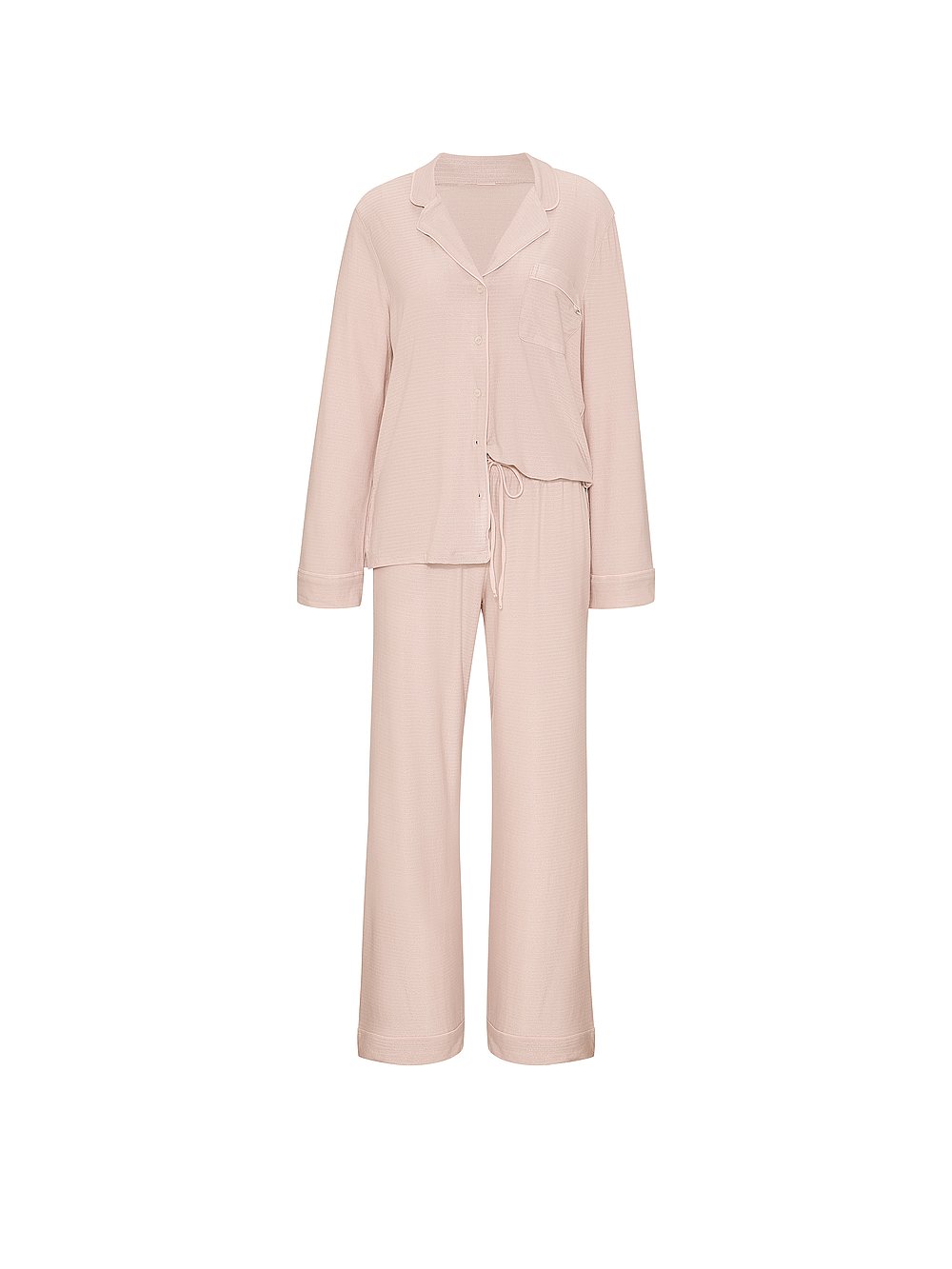 Modal Long Pajama Set Sheer Blush Shimmer Stripes