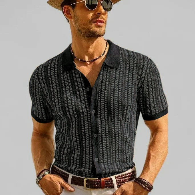 Men’s Retro Knit Button Polo Shirt