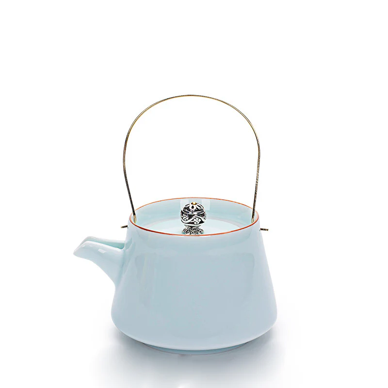 Celadon Glazed Kaolin Ceramic Teapot-Various Colors