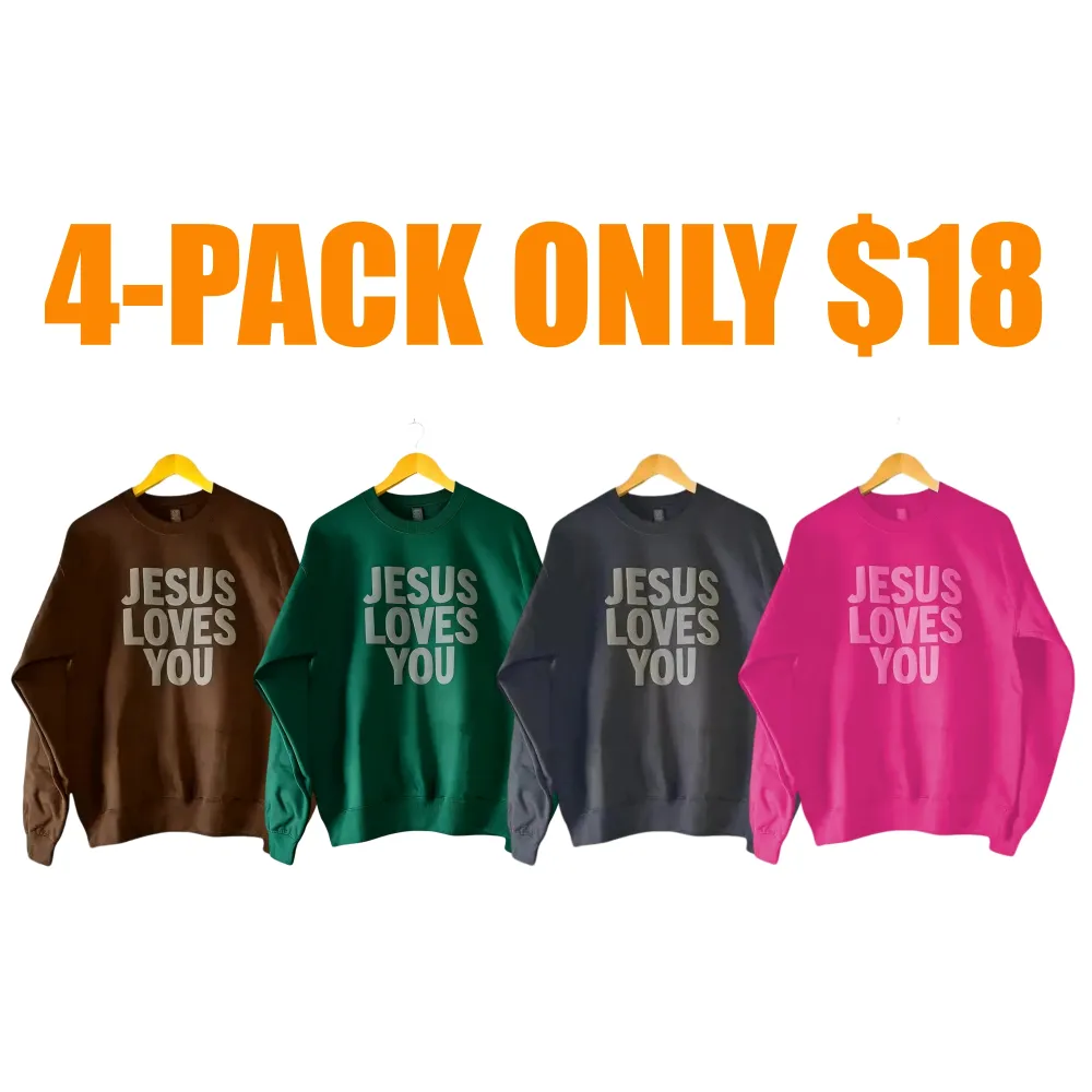 Jesus Loves You Puff Print Crewneck Sweatshirt, Womenswear