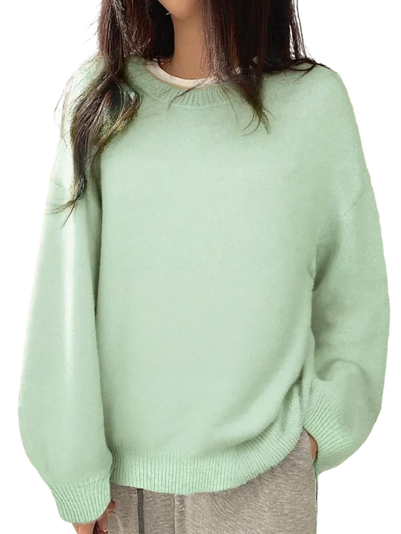 Women's drop-shoulder slit hem sweater