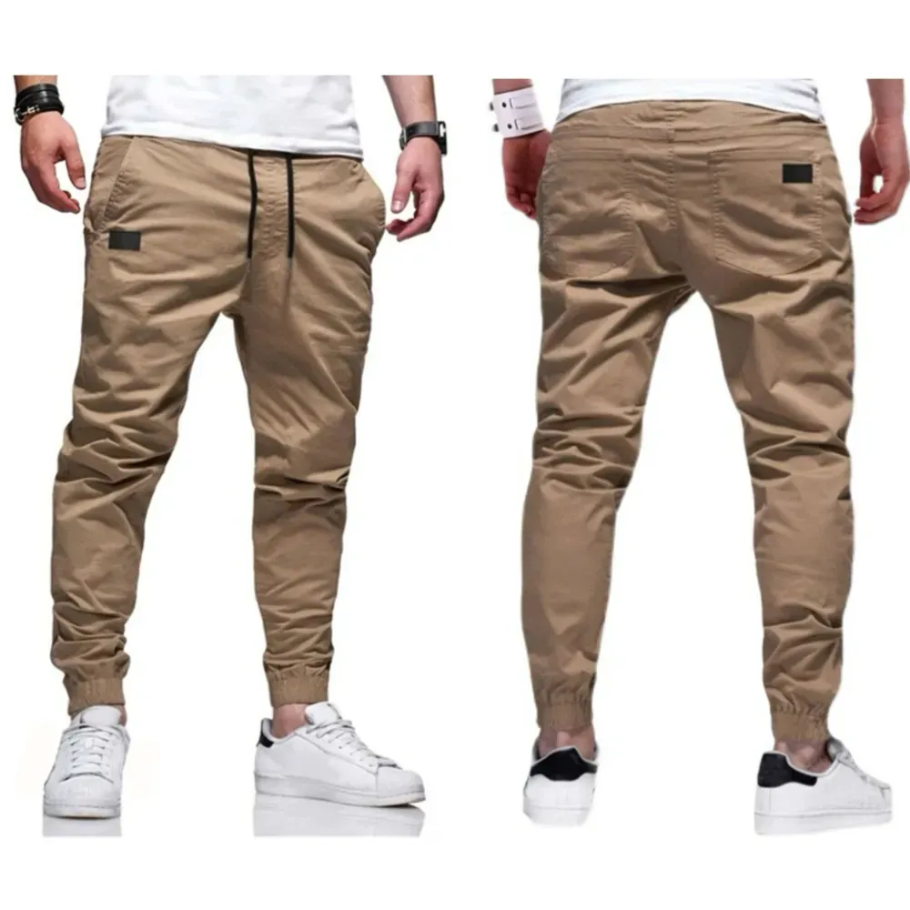 Men'S Solid Color Overalls Drawstring Sports Trendy Trousers Men'S Casual Drawstring Pants