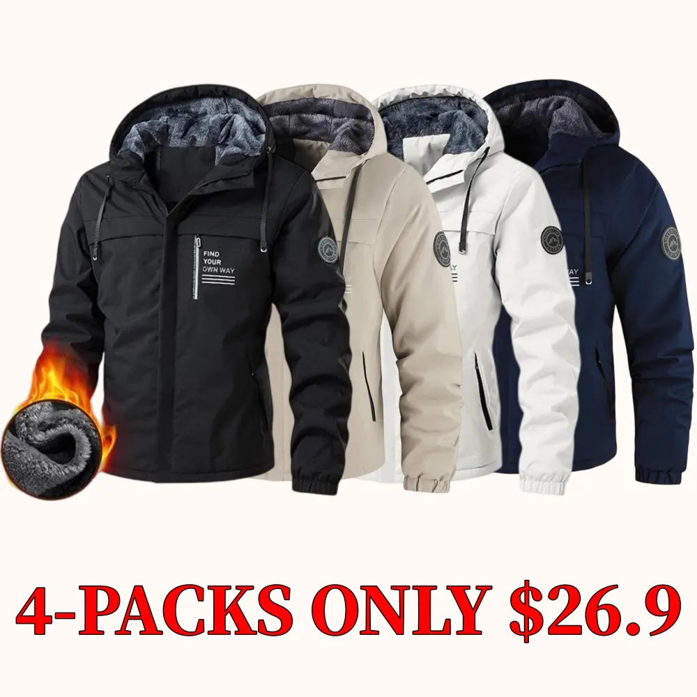 Men's fleece-lined hooded jacket