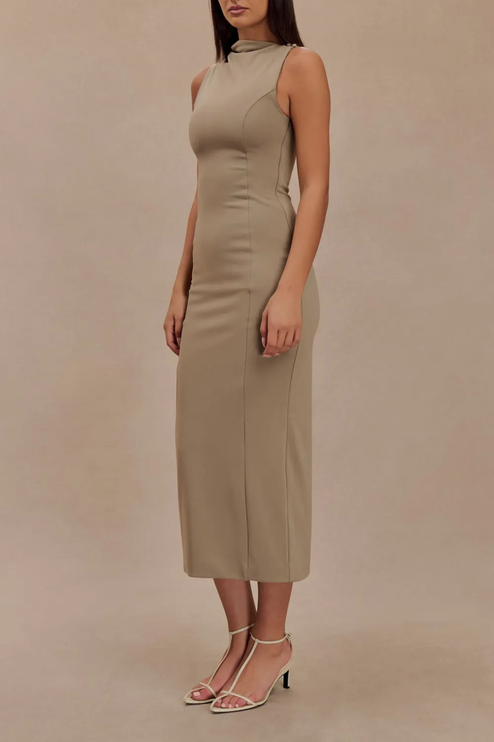 Draped Stretch Crepe Maxi Dress