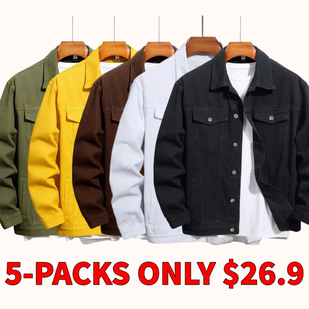 Men's solid color denim jacket