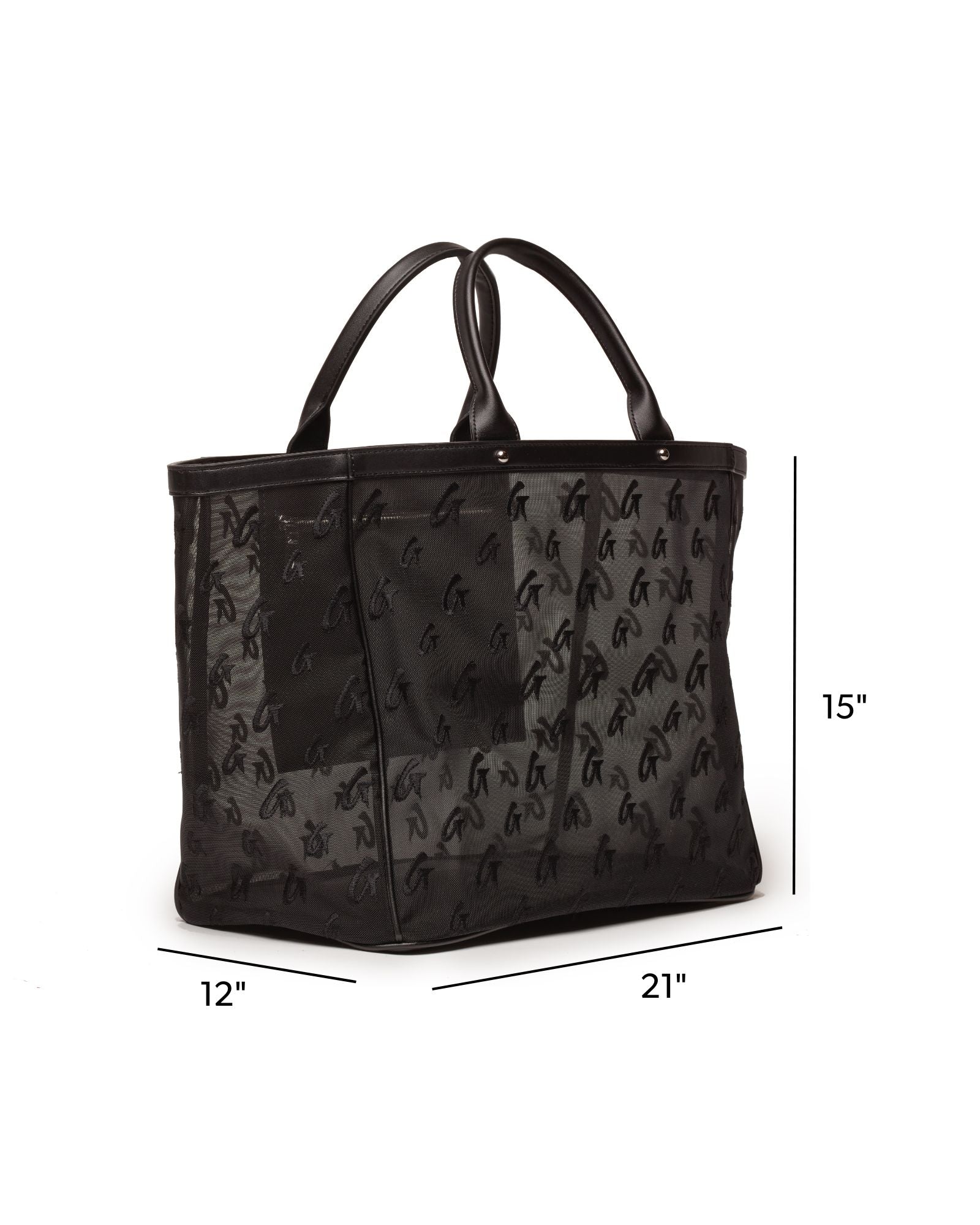 MESH MONOGRAM TOTE - BLACK