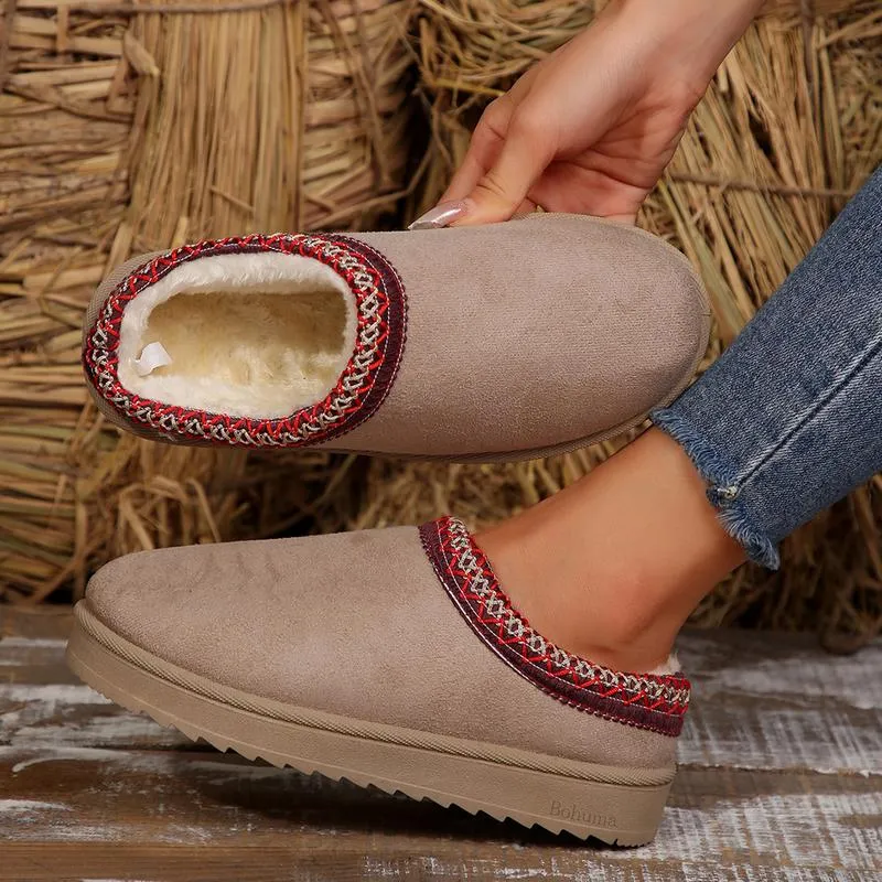 Women's Slipper Suede Leather Indoor/Outdoor Comfy Fleece Lined Short