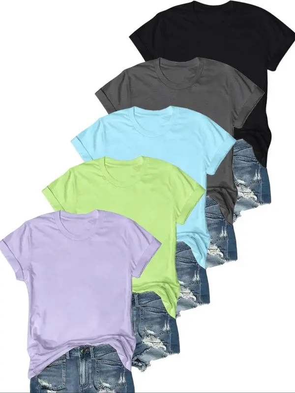 Women's Solid Round Neck Tee