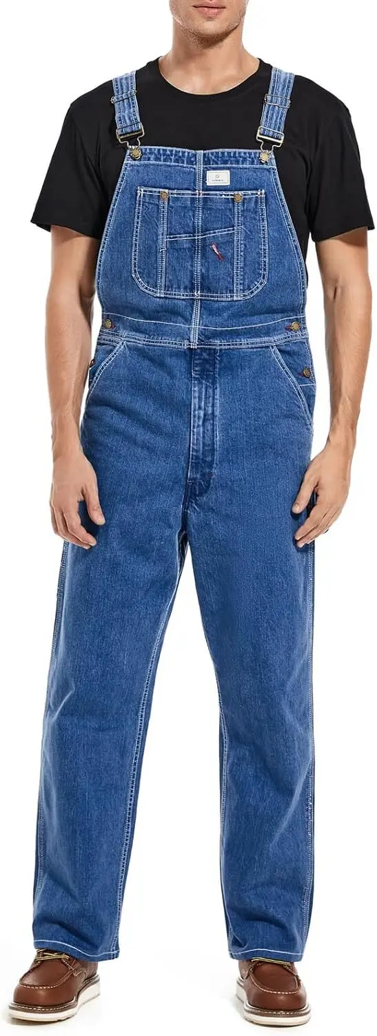 🔥Men's 4-Pack Flex Denim Bib Overalls — Adjustable & Utility Ready