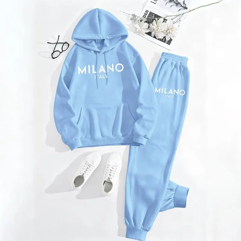 Women's Milano prints City print hoodie and drawstring track pants set