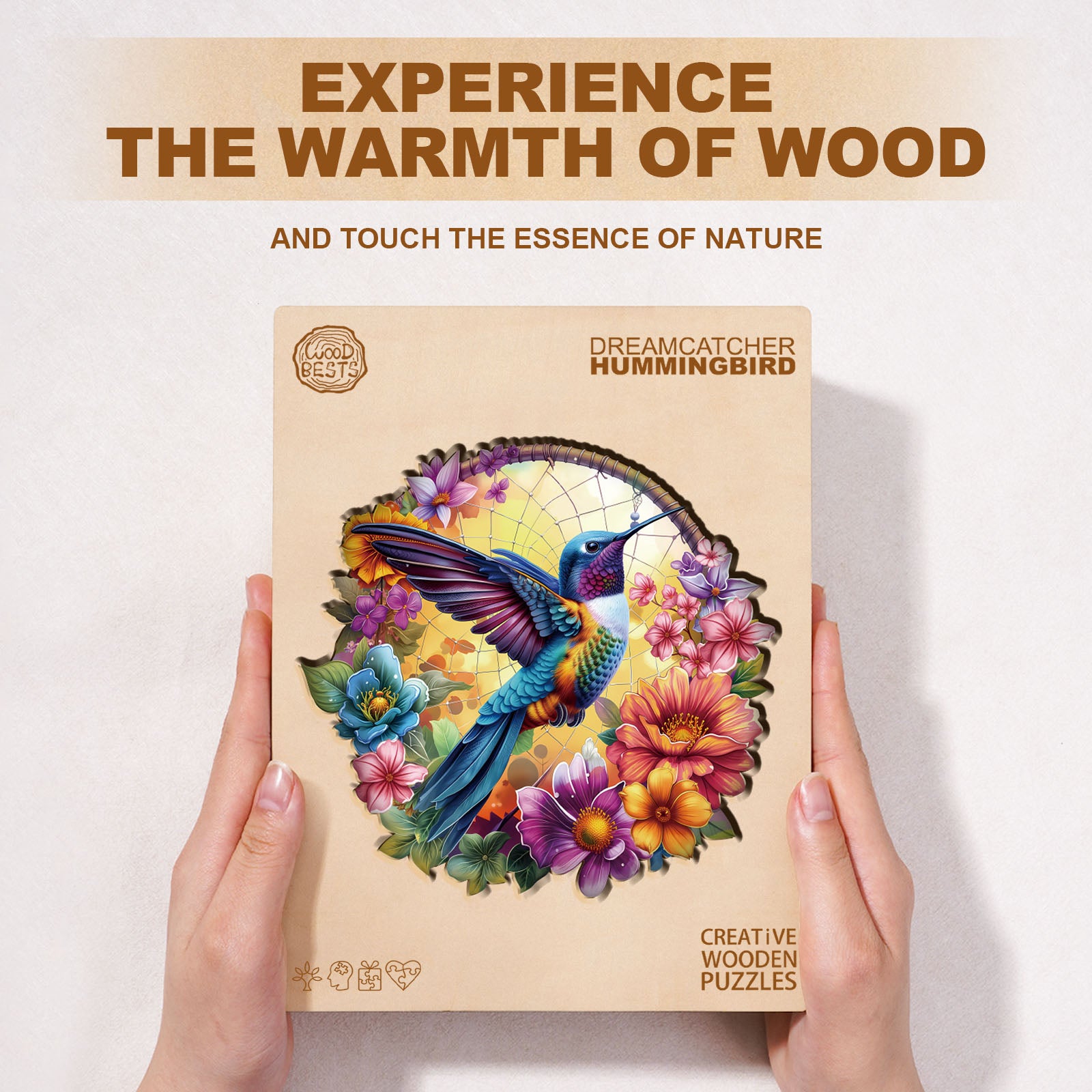 Dreamcatcher hummingbird Wooden Jigsaw Puzzle