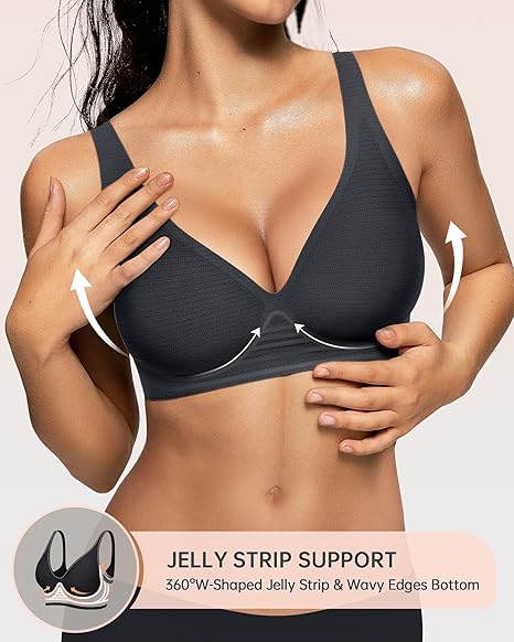 ✨🎁 Buy 1 Get 3 Packs🔥Womens Comfortable Wireless Bras Push Up Bralettes Seamless Tshirts Bras Deep V Everyday Bras