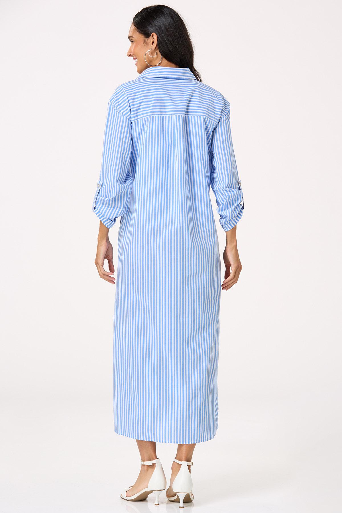 Tie Waist Striped Shirt Dress