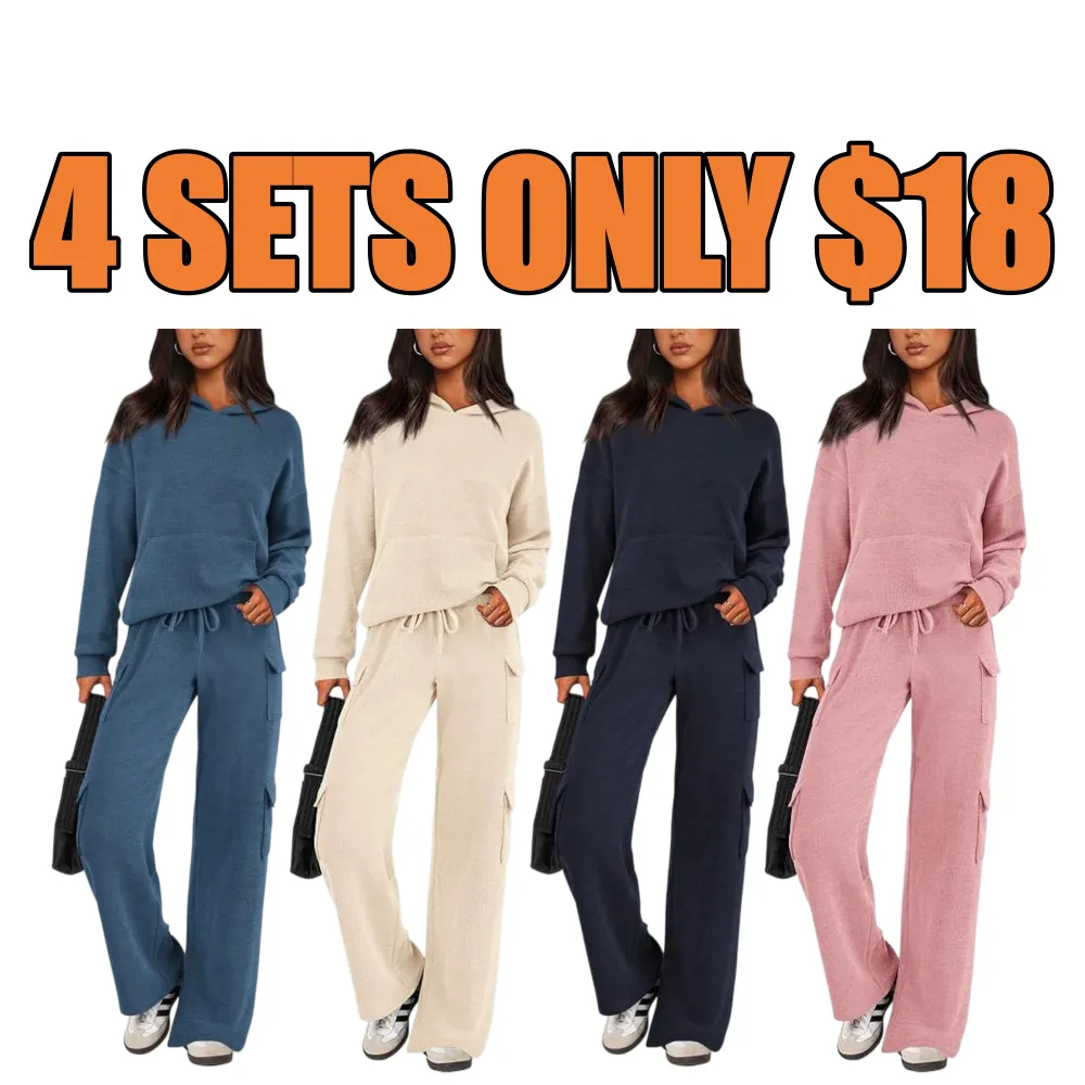 Women’s 2-Piece Knit Hoodie & Wide Leg Set