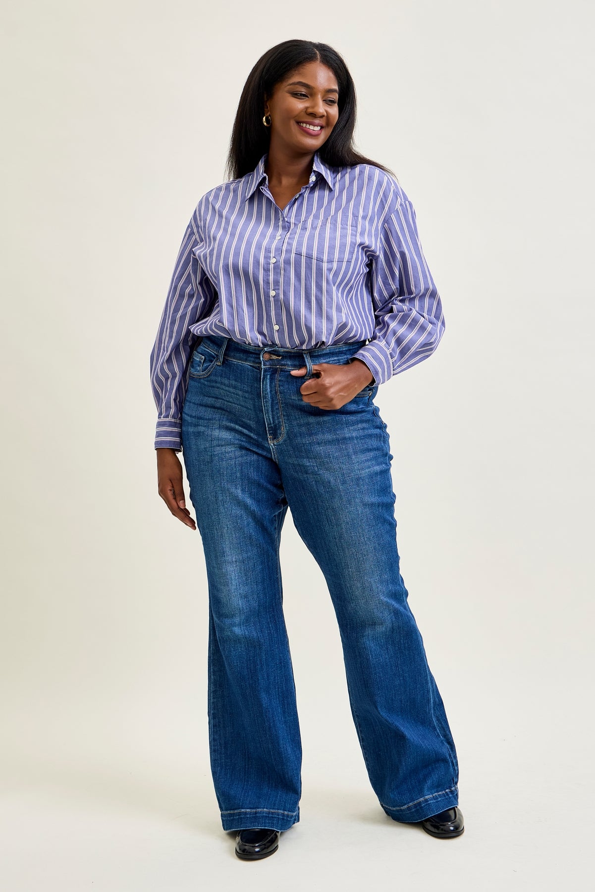 Penny Wide Hem Flare Jeans - PLUS