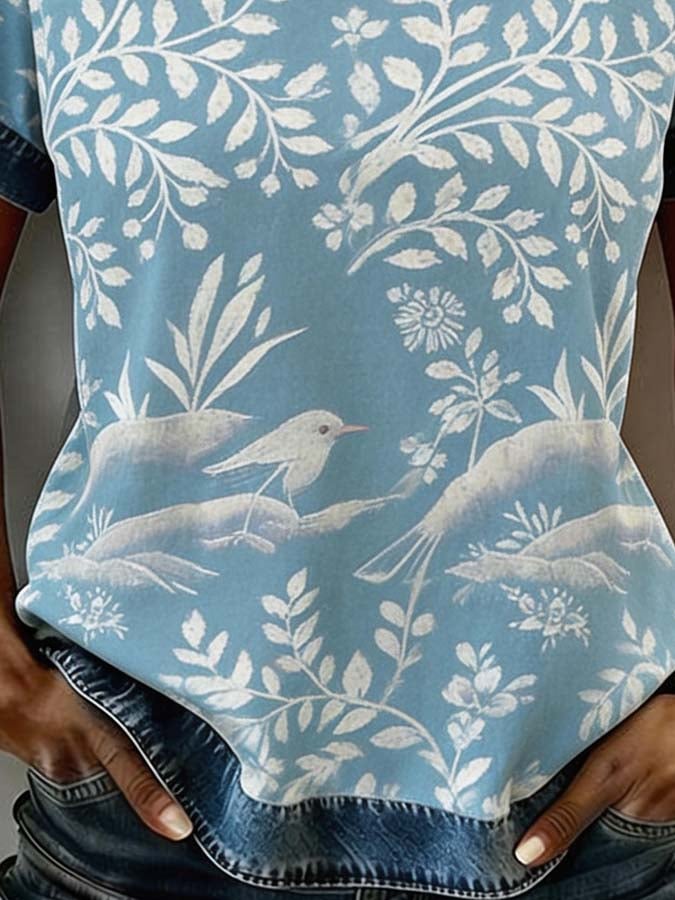 Women'S Casual Round-Neck Printed Top