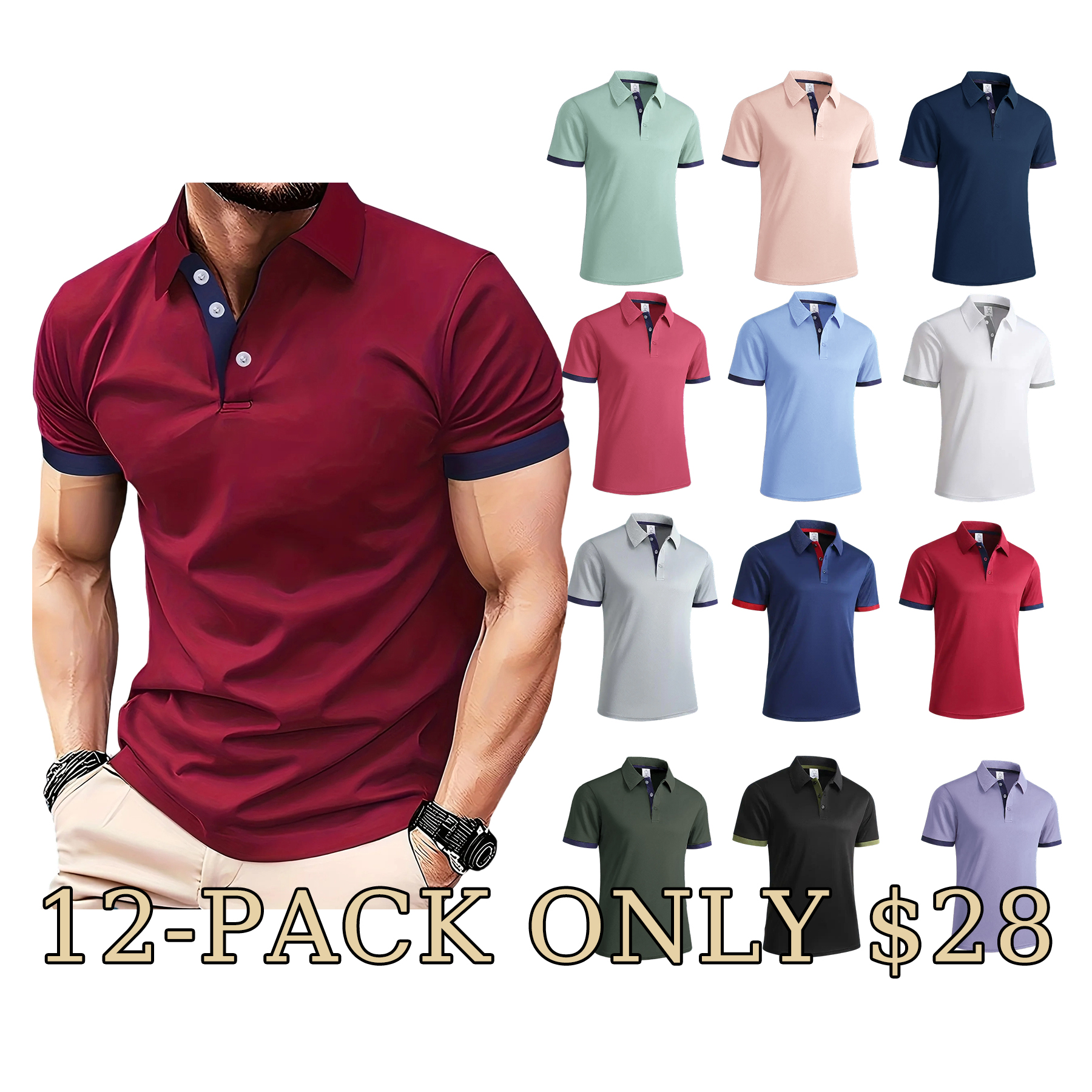 Men's Soft Breathable Business Casual Polo Shirt