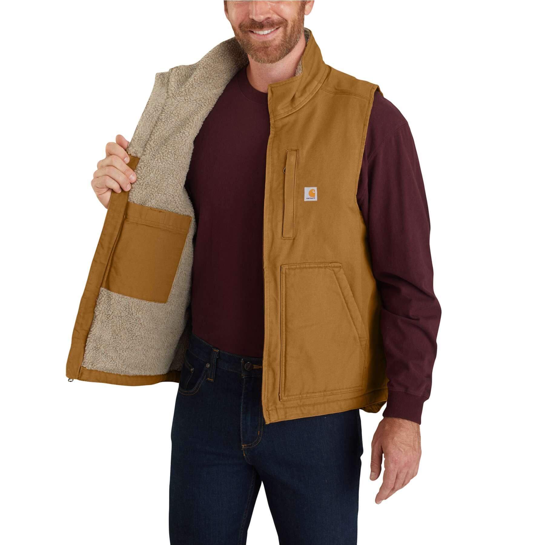 CHT Washed Duck Loose Fit Sherpa-Lined Mock Neck Gilet Vest 104277