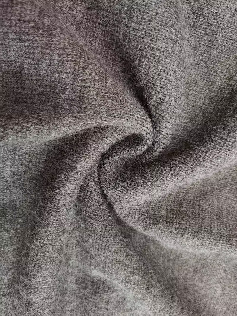 Fashion Grey Mohair Knitted Sweater 2 Pieces Skirt Sets Women Chic Oversized O-Neck Cropped Pullover Suits Lady Commute Outwear