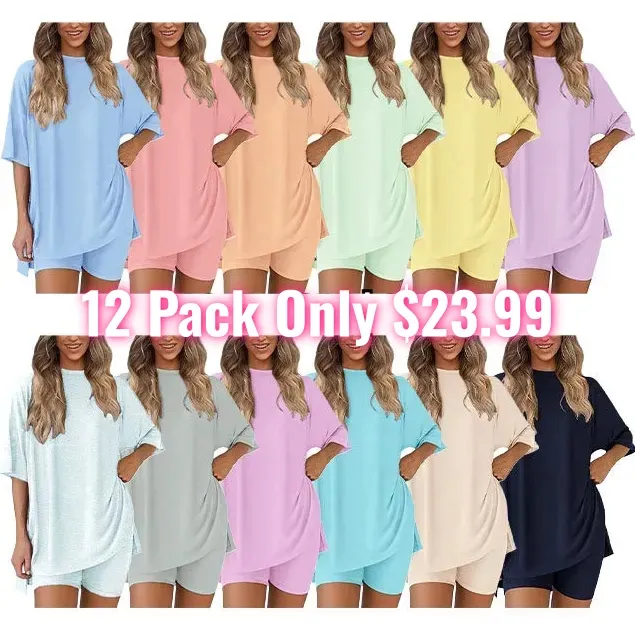 🔥Easter Sale!Women's Two Piece Lounge Set Summer Casual Oversized Shirts Biker Shorts