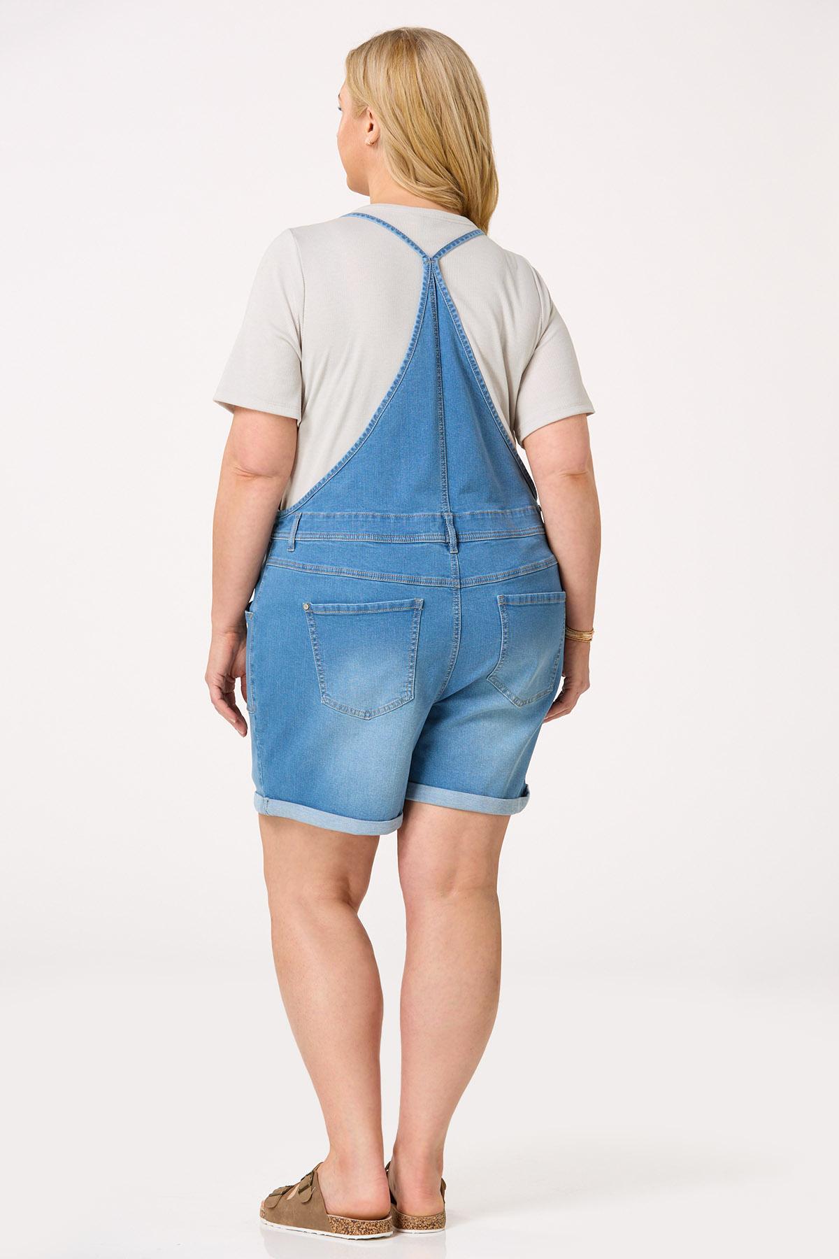 Plus Size Denim Shortalls