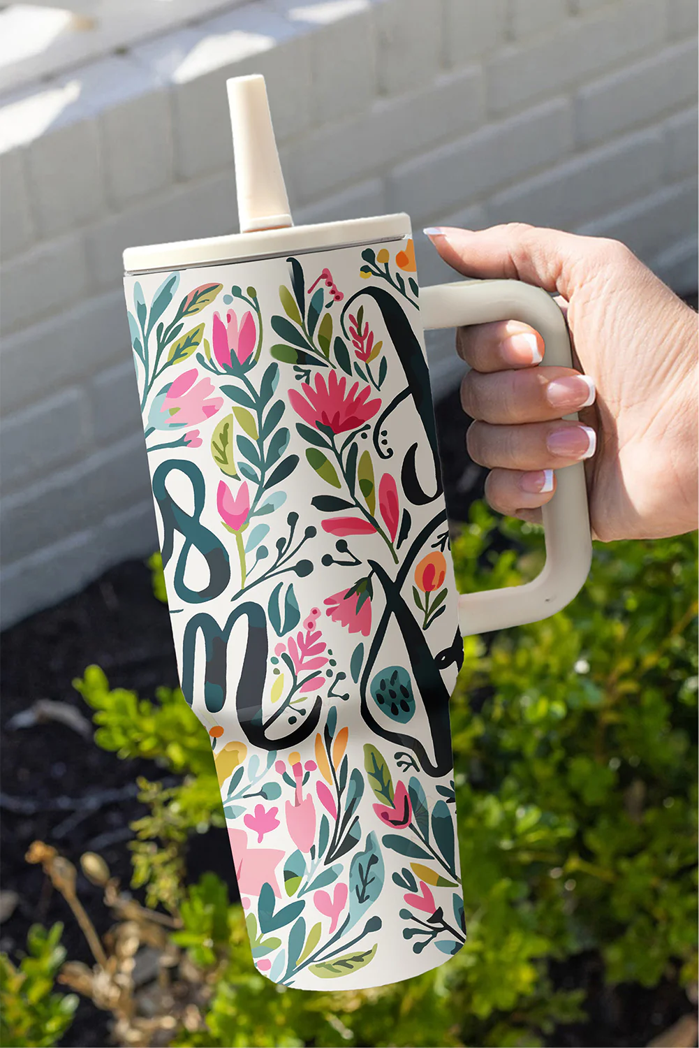 White He Is Risen Flower Print Stainless Steel Tumbler 40oz