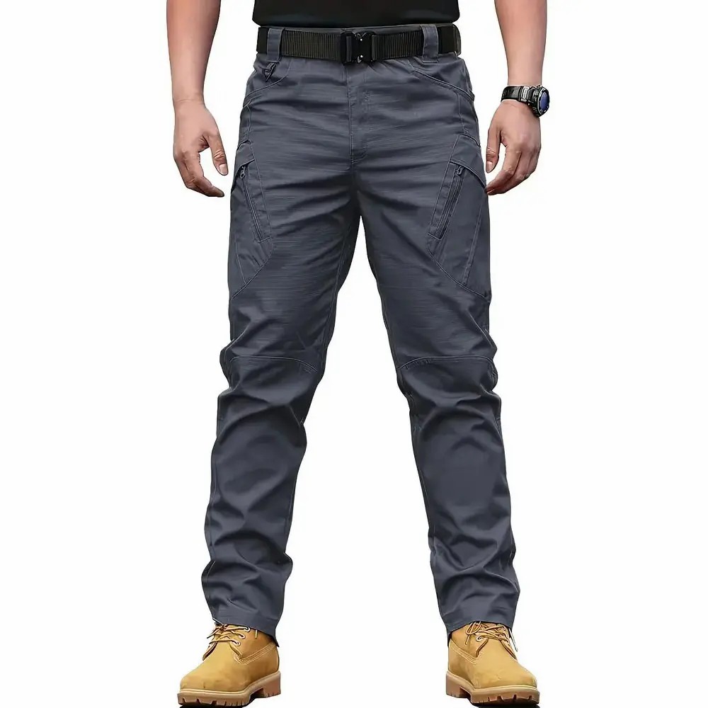 4pcs pantalones para hombre Beige Men's Tactical Cargo Pants, Mid Waist, Fitted Style, Multi-Pocket Design, Breathable & Soft, Ideal for Construction, Hiking, Spring/Fall cargo pants for men slacks Casual Bottoms pantalones para hombre cargo pants for men