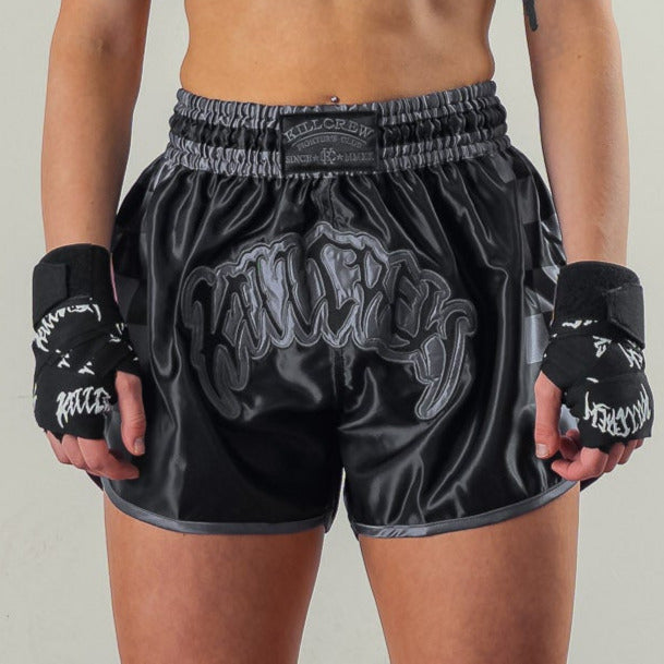 CHECKER FIGHT SHORT - BLACKOUT