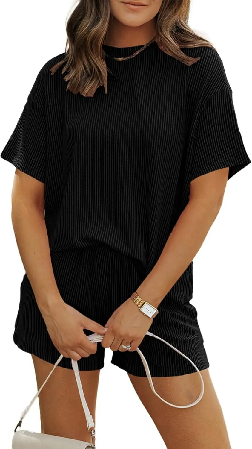 🧡Summer Hot Sale💥Women's Solid Textured Pocket Shorts Set