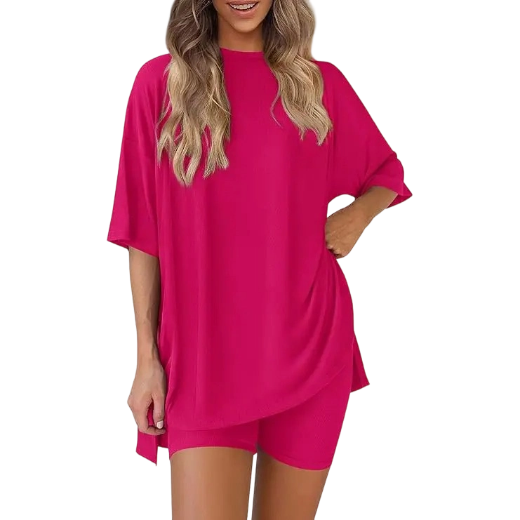 🔥Easter Sale!Women's Two Piece Lounge Set Summer Casual Oversized Shirts Biker Shorts