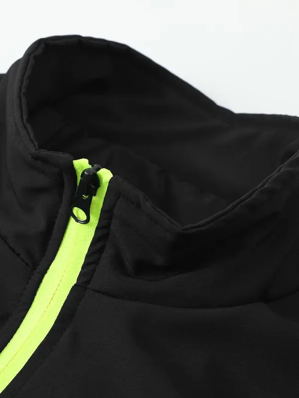 Men's casual stand-up collar jacket paired with sweatpants, breathable and comfortable.