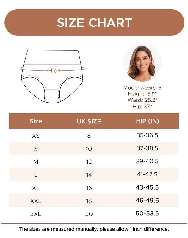 Women's High Waisted Cotton Panties 5-Pack