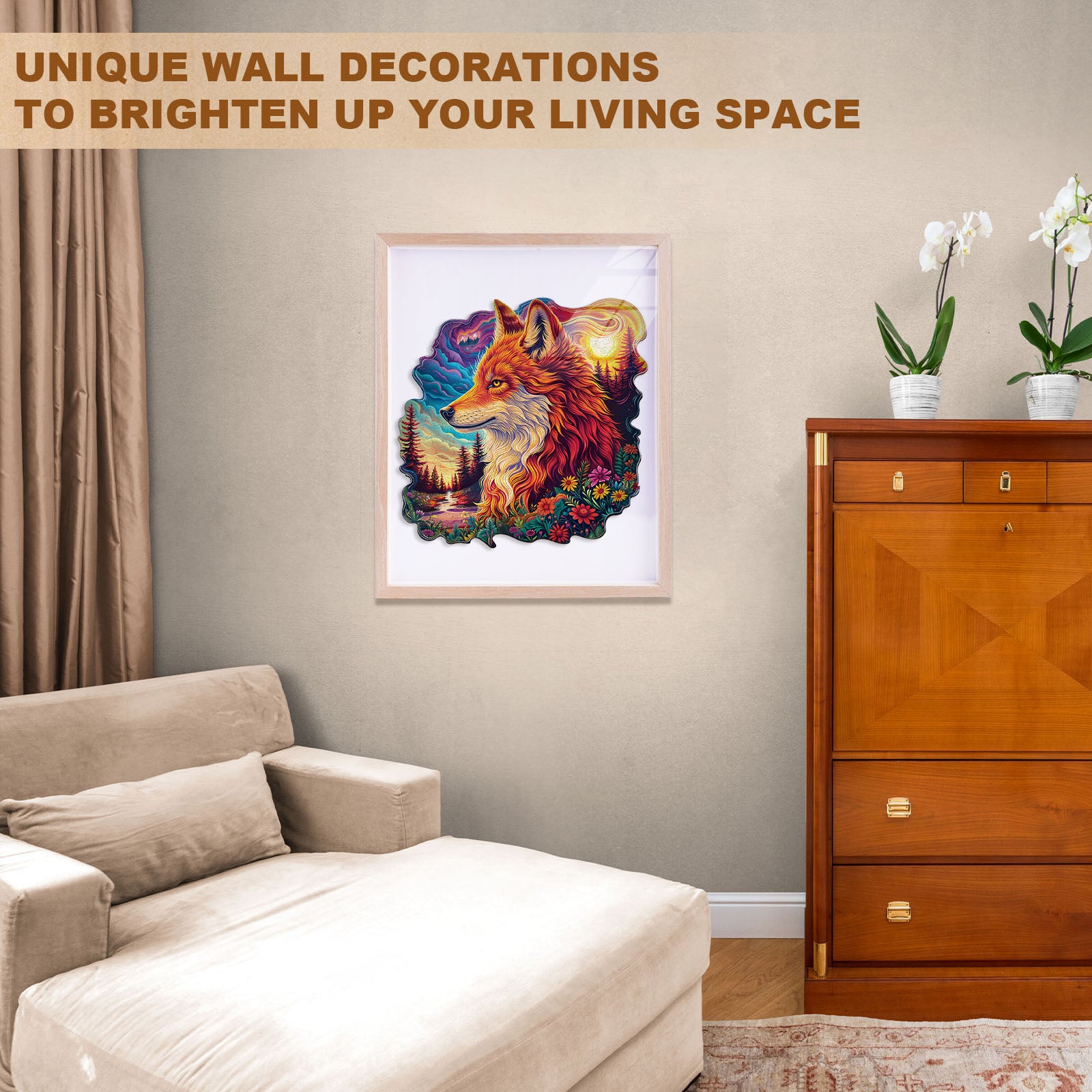 Colorful Star Wolf Wooden Jigsaw Puzzle