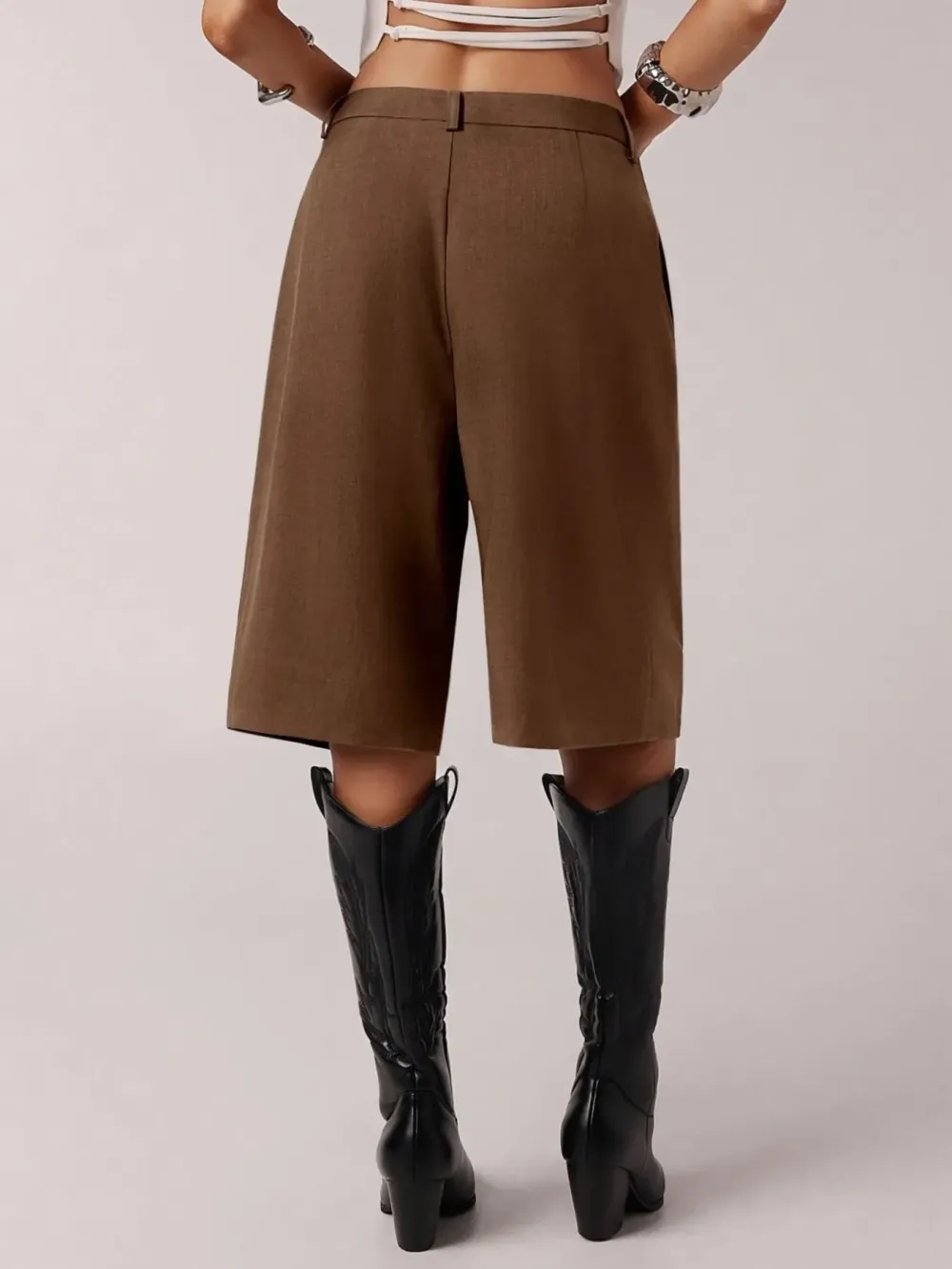 Women's Solid Color Simple Commuter Bermuda Shorts, All Seasons Business Casual Long Pants