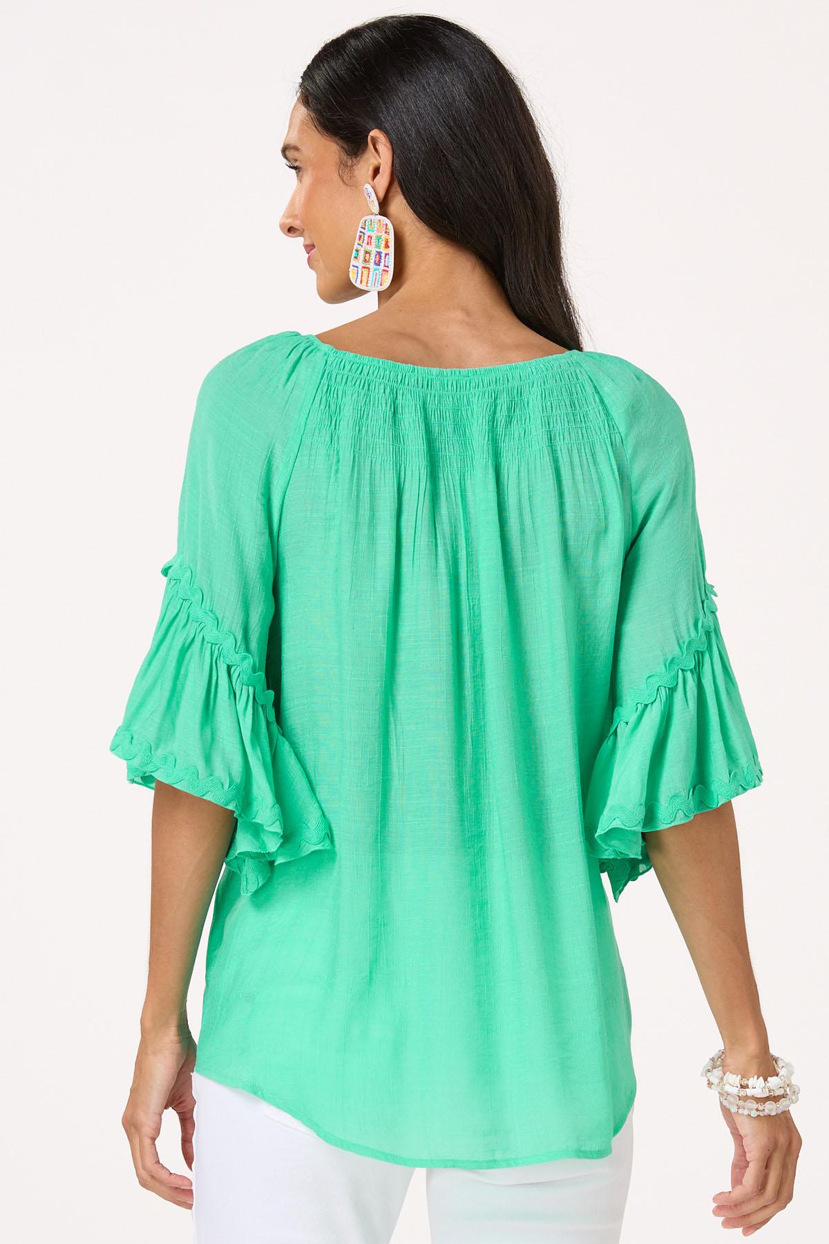 Solid Ric Rac Trim Poet Top