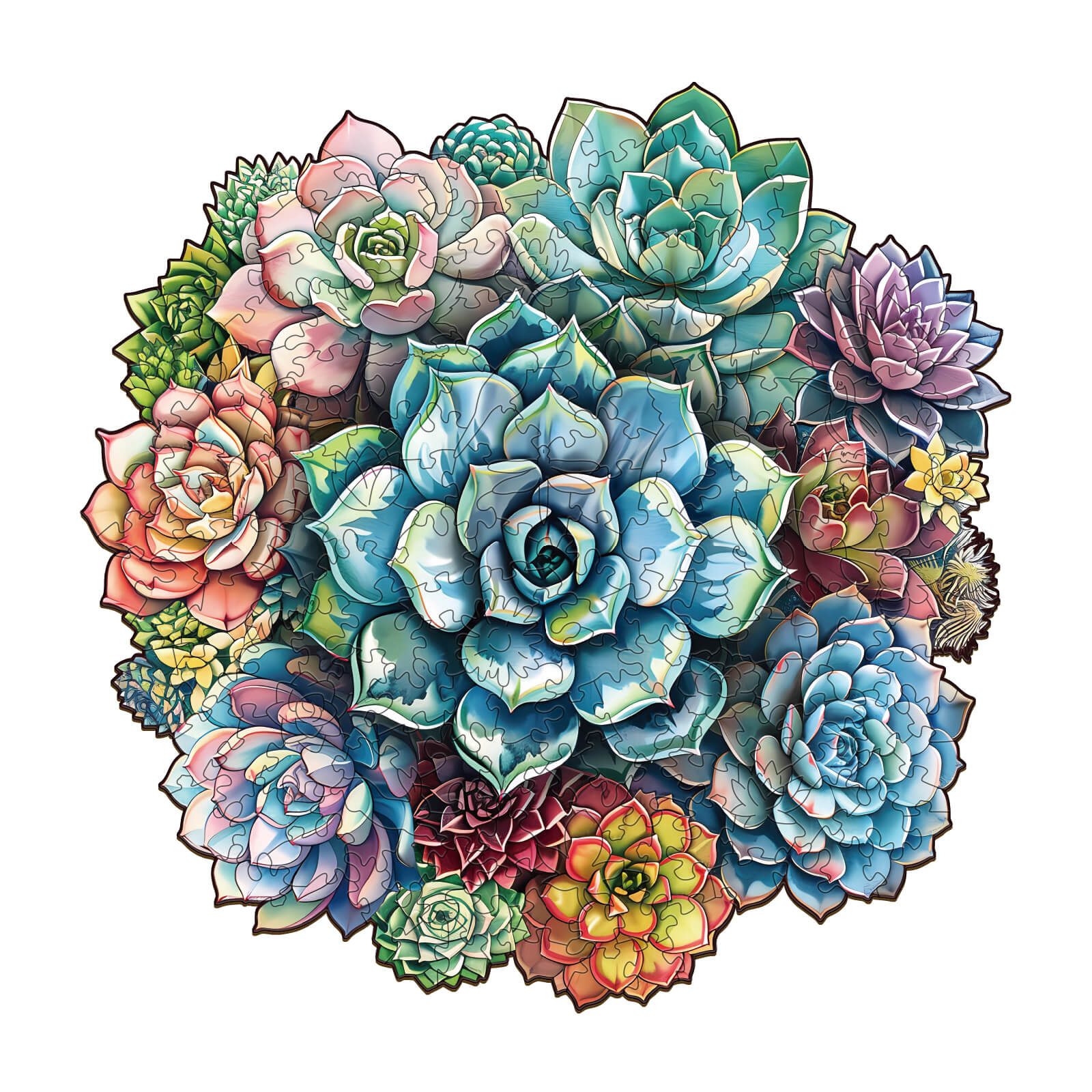 Elegant Succulent Wooden Jigsaw Puzzle