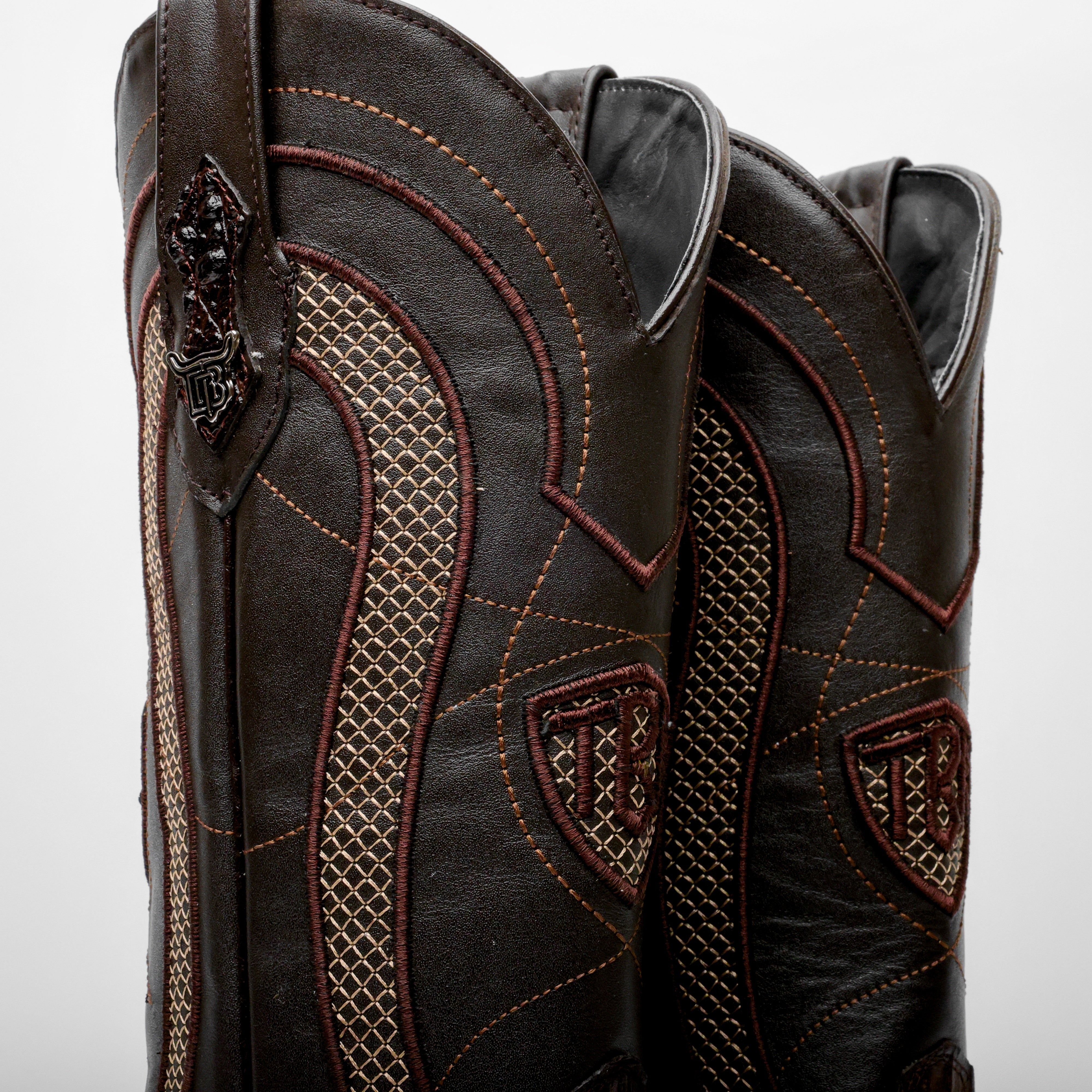 Brown Caiman Belly Leather Boots - Cutter Toe