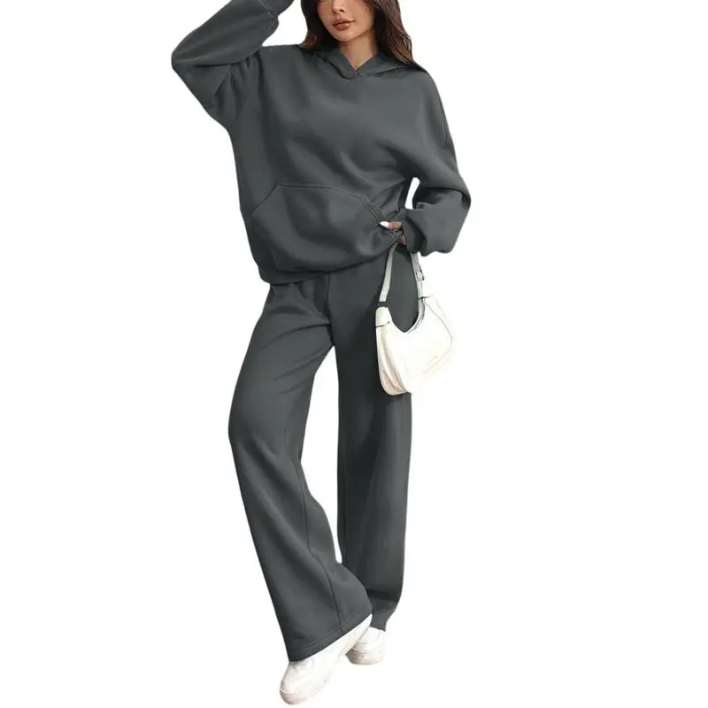 Women's Hooded Sweatshirt & Pants Casual Comfy Loungewear Set