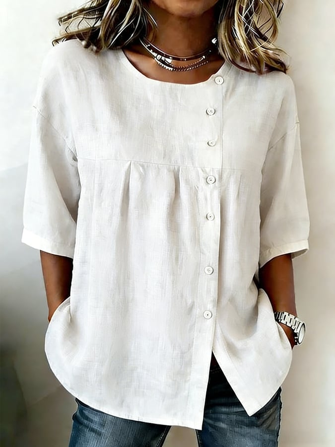 Women's Casual Retro Cotton Linen Button-Up Shirt- Fast Shipping