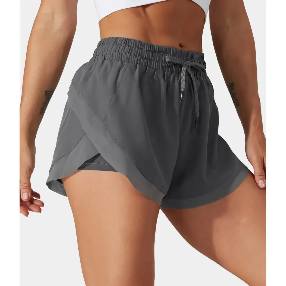 Contrast Flowy Mesh 2-in-1 Shorts