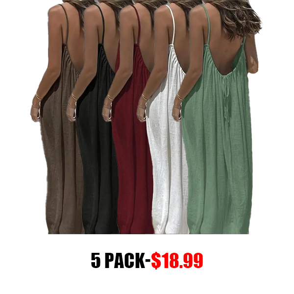 💥DON'T MISS OUT!⏰Women's Solid Cami Dress - Sleeveless Long Lounge & Sleepwear🔥Final Day Clearance!🛒