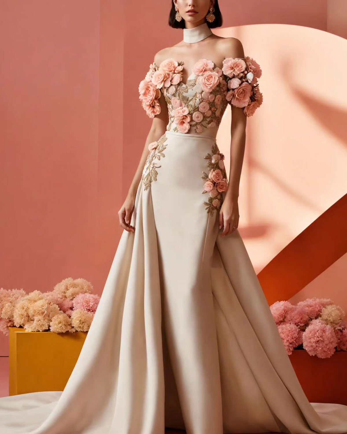 Luxurious 3D Embroidered Gown