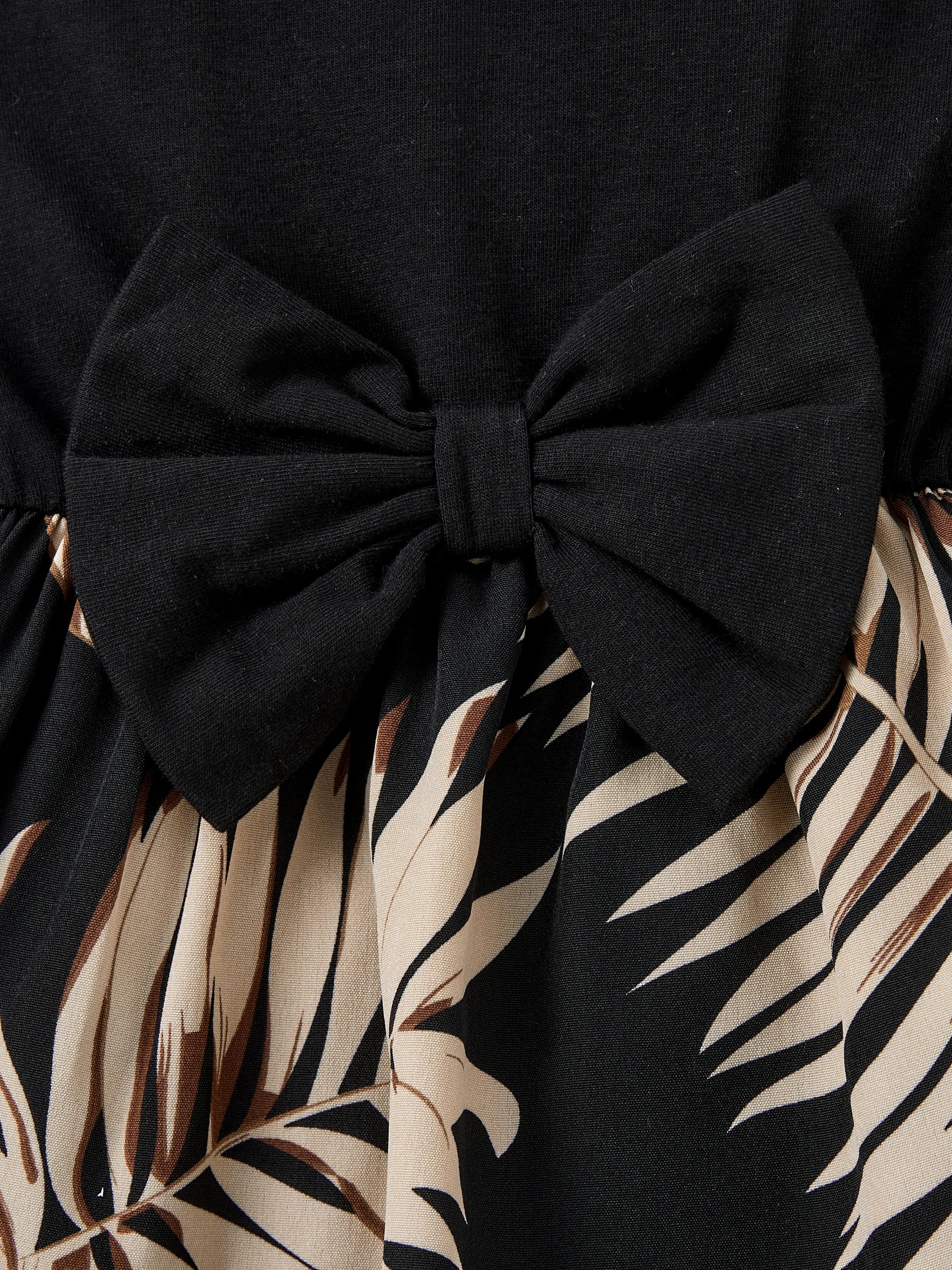 Mommy and Me Family Matching Floral Print Belted Cami Dresses And Solid Short Sleeve Tops Sets Black